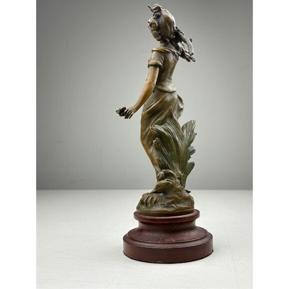 Antique L & F Moreau Chemin des Fleurs Spelter Bronze Woman Sculpture France - Picture 8 of 14
